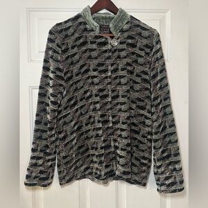 Joyce Wilkerson Hand Woven Textile Long Sleeve‎ Single Button Top Womens M.